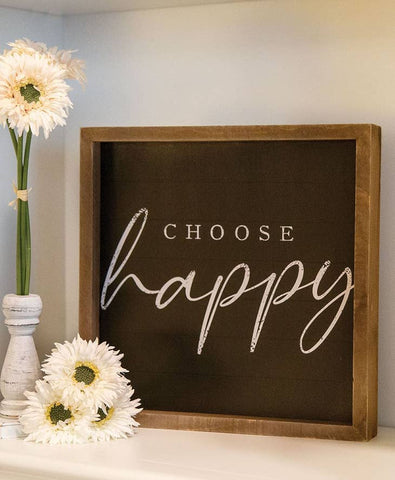 "Choose Happy" wood frame