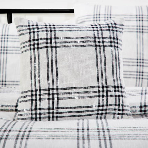 Black Plaid Fabric Pillow 18x18