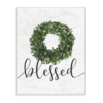 Simple Blessed Text with Greenery Wall Plaque Art