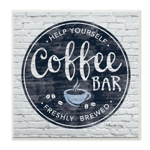 Urban Coffee Bar Brick Patterned Cafe Sign Wall Plaque Art