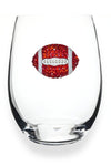 Football Jeweled Glassware - Stemless - Red and White