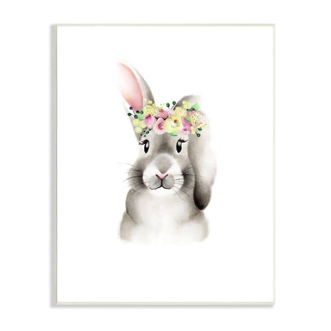 SALE - Cute Cartoon Baby Bunny Rabbit Flower Crown Plaque (10x15)