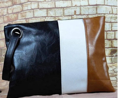 Brown & Black Color Block Oversized Clutch / Handbag