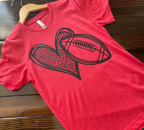 Football/Heart: T-Shirt (RED)