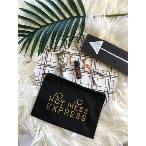 SALE: Hot Mess Express Cosmetic bag - black with pink lettering