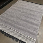 5x7 Navy//Brown/Ivory Wool Textured Natural Area Rug